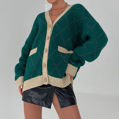 Cardigan de Lana con Bolsillos Contrastados y Cuello en V - Image 20