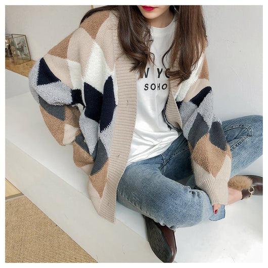 Cardigan de Lana con Bolsillos Contrastados y Cuello en V - Image 24