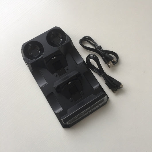 Black multifunctional charging dock for PS4 and PS Move controllers with USB cable and charging indicators. - Image 9