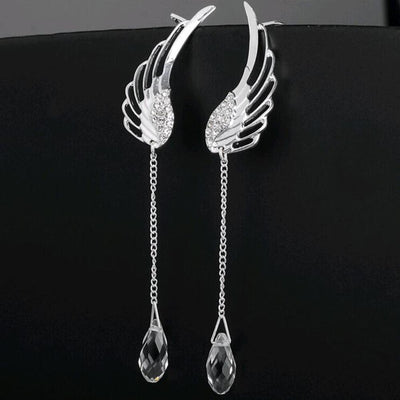 Aretes Alas de Ángel en Cristal Plateado - Image 3