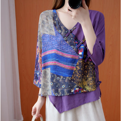 Camisa Retro de Ramio con Estampado Diagonal y Botones - Image 16