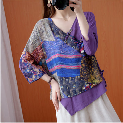 Camisa Retro de Ramio con Estampado Diagonal y Botones - Image 18