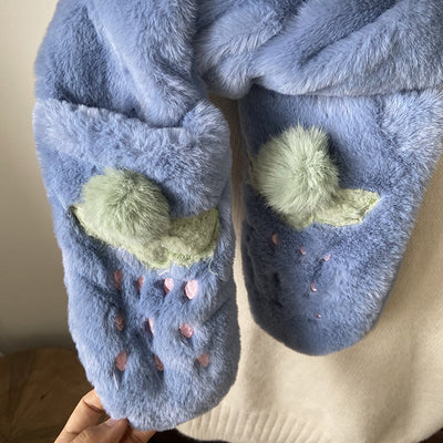 Conjunto Invierno Lujo: Gorro, Bufanda y Guantes de Terciopelo con Pelaje de Conejo - Image 8