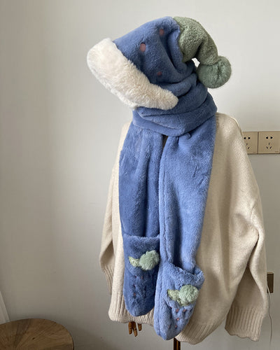 Conjunto Invierno Lujo: Gorro, Bufanda y Guantes de Terciopelo con Pelaje de Conejo - Image 10