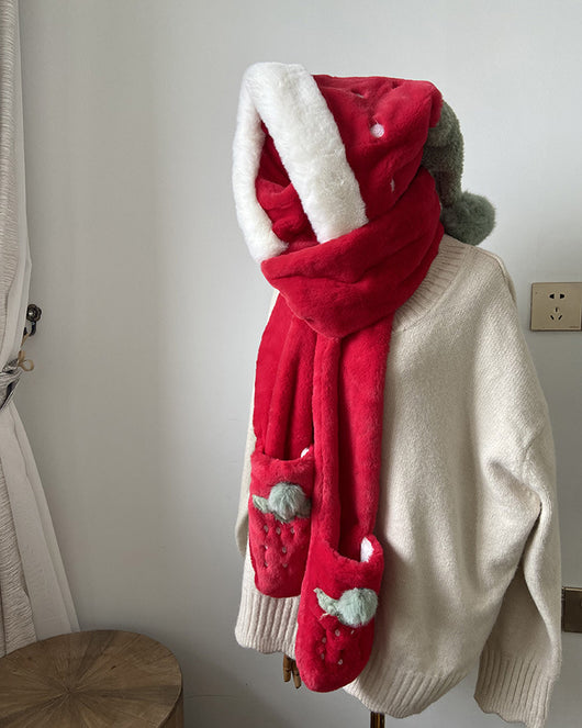 Conjunto Invierno Lujo: Gorro, Bufanda y Guantes de Terciopelo con Pelaje de Conejo - Image 12