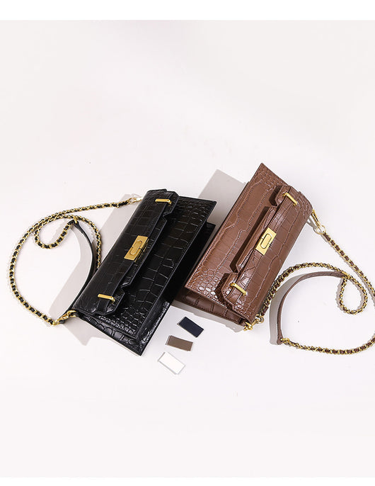 Bolso Bandolera de Cuero Genuino con Cadena - Diseño Minimalista - Image 9