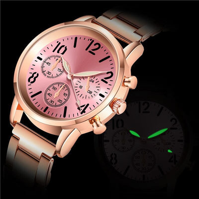 Reloj de Pulsera Luminoso Multifuncional para Mujer con Banda de Acero - Image 11