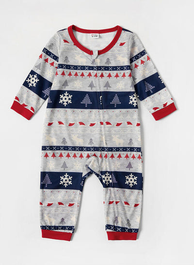 Family of three wearing matching Christmas pajamas with "Merry Christmas Ya Filthy Animal" print and festive patterns. - Image 9