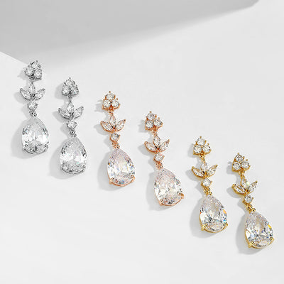 Aretes de Circonita Gota de Agua Larga para Mujer - Image 6