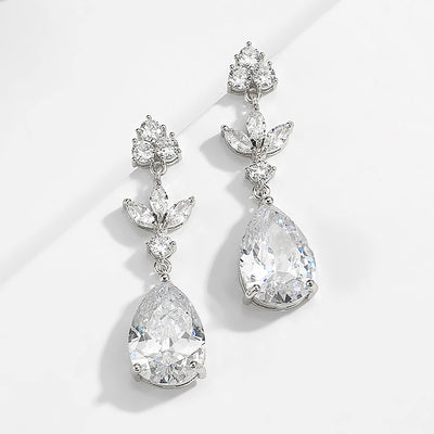 Aretes de Circonita Gota de Agua Larga para Mujer - Image 10
