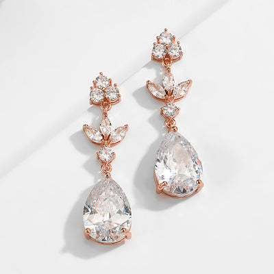 Aretes de Circonita Gota de Agua Larga para Mujer - Image 11