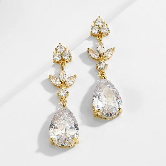 Aretes de Circonita Gota de Agua Larga para Mujer - Image 12