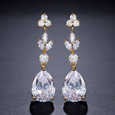 Aretes de Circonita Gota de Agua Larga para Mujer - Image 14