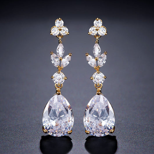 Aretes de Circonita Gota de Agua Larga para Mujer - Image 14