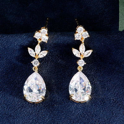 Aretes de Circonita Gota de Agua Larga para Mujer - Image 15