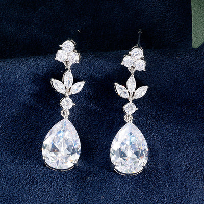 Aretes de Circonita Gota de Agua Larga para Mujer - Image 16