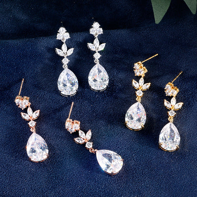 Aretes de Circonita Gota de Agua Larga para Mujer - Image 17