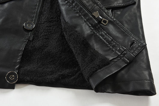 Abrigo de Cuero Largo Tipo Gabardina con Cuello Tipo Polo para Hombre Talla Grande - Image 13