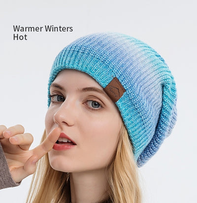 Gorro de Lana Tejido Degradado Tie-Dye Arcoíris para Mujer - Image 8
