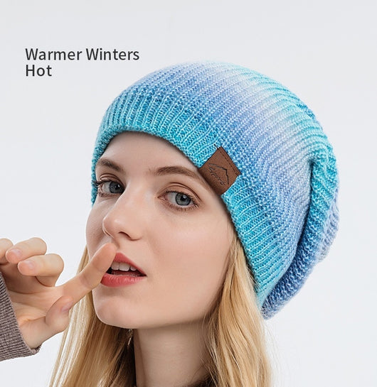 Gorro de Lana Tejido Degradado Tie-Dye Arcoíris para Mujer - Image 8