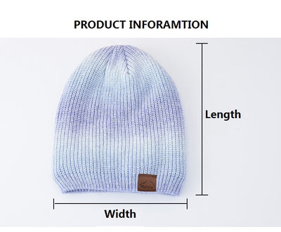 Gorro de Lana Tejido Degradado Tie-Dye Arcoíris para Mujer - Image 9