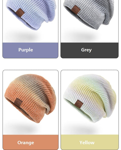 Gorro de Lana Tejido Degradado Tie-Dye Arcoíris para Mujer - Image 11