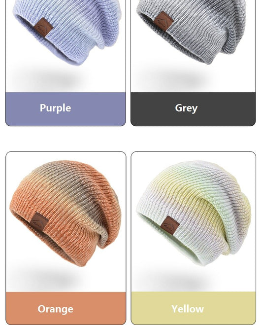 Gorro de Lana Tejido Degradado Tie-Dye Arcoíris para Mujer - Image 11