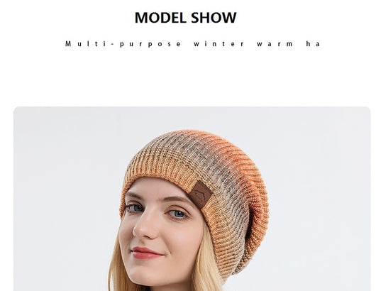 Gorro de Lana Tejido Degradado Tie-Dye Arcoíris para Mujer - Image 15