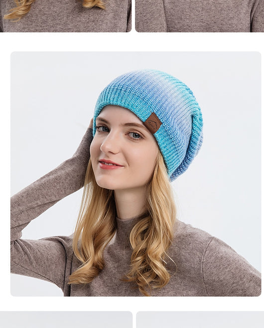 Gorro de Lana Tejido Degradado Tie-Dye Arcoíris para Mujer - Image 17