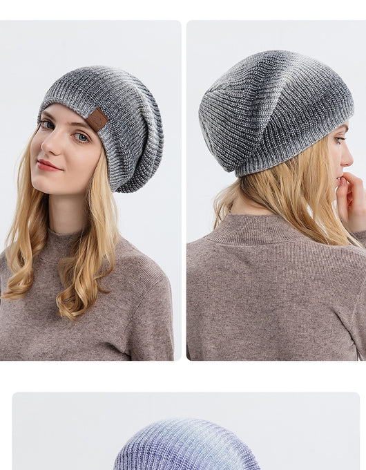 Gorro de Lana Tejido Degradado Tie-Dye Arcoíris para Mujer - Image 21
