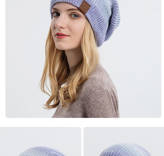 Gorro de Lana Tejido Degradado Tie-Dye Arcoíris para Mujer - Image 22