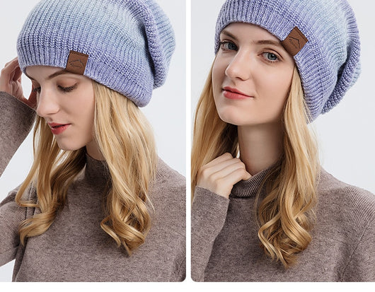 Gorro de Lana Tejido Degradado Tie-Dye Arcoíris para Mujer - Image 23