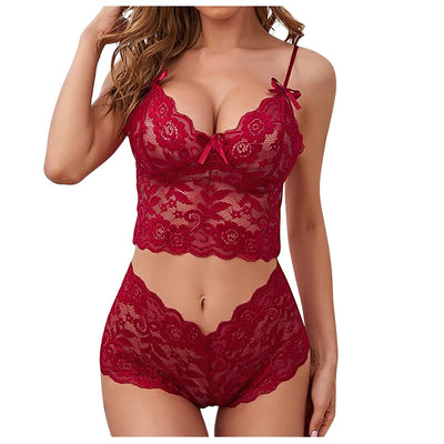 Conjunto de Lencería Ajustable con Encaje Transparente y Cierre de Tres Puntos - Image 17