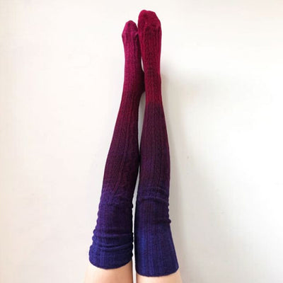 Calcetines Largos Tie-Dye Tejidos hasta la Rodilla para Mujer - Image 38