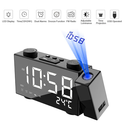 Reloj Despertador con Proyección FM, Pantalla Digital, Carga USB y Termómetro - Image 12