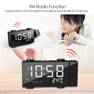Reloj Despertador con Proyección FM, Pantalla Digital, Carga USB y Termómetro - Image 14