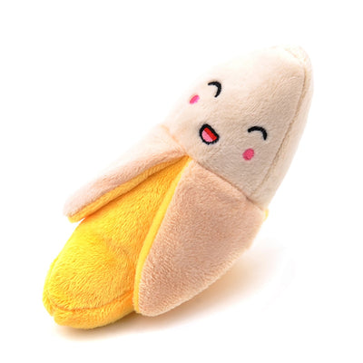 Purple plush eggplant pet toy with a green stem and an embroidered happy face, designed for dogs and cats. - Image 32
