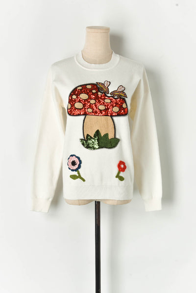 Suéter Tejido con Abeja y Champiñón de Lentejuelas - Image 16
