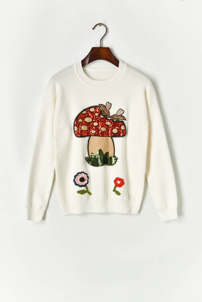 Suéter Tejido con Abeja y Champiñón de Lentejuelas - Image 17