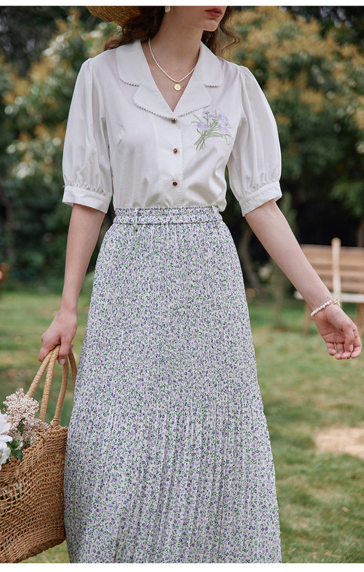 Blusa Modal Retro Francesa con Bordados para Mujer - Image 12