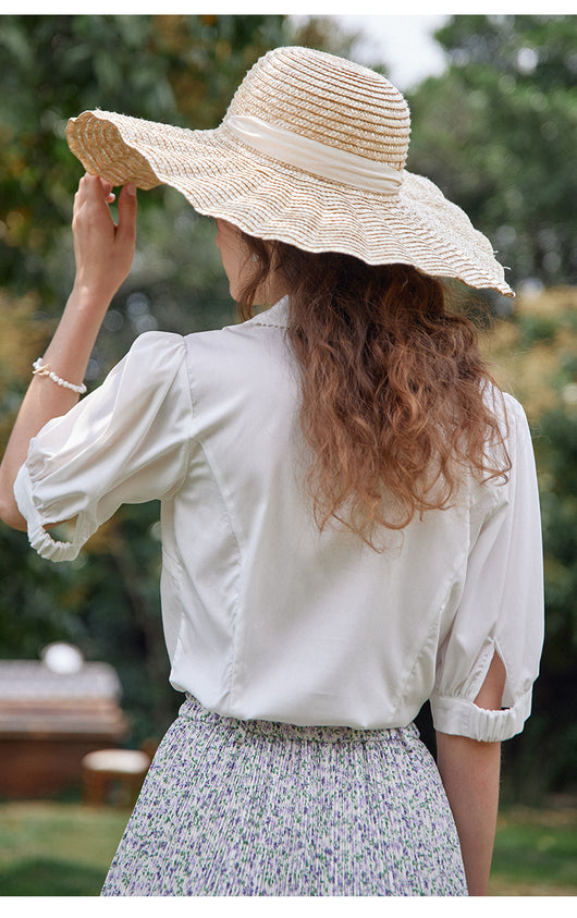 Blusa Modal Retro Francesa con Bordados para Mujer - Image 13