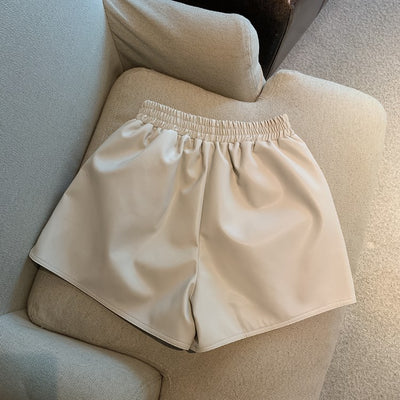 Shorts de Cuero Sintético Mujer Cintura Alta Suelta con Abertura - Image 19