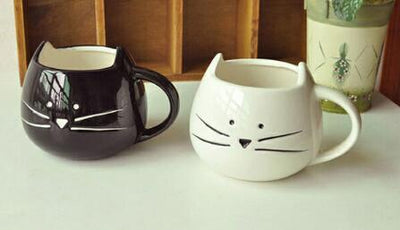 Taza de Cerámica para Parejas - Gatos Blanco y Negro Minimalista - Image 2