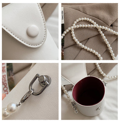 Bolsa Mensajera con Cadena de Perlas Beige - Image 15