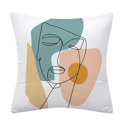 Funda de Almohada de Lino Minimalista Moderna con Arte Abstracto - Image 7