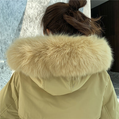 Abrigo Plumón Largo para Mujer con Cuello de Pelaje Extragrande - Image 25