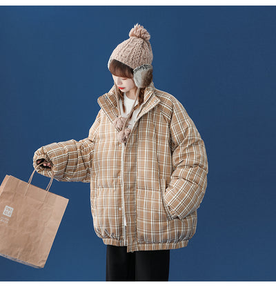 Abrigo Acolchado a Cuadros para Mujer - Chaqueta Corta Abrigadora - Image 6