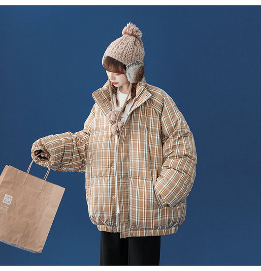 Abrigo Acolchado a Cuadros para Mujer - Chaqueta Corta Abrigadora - Image 6