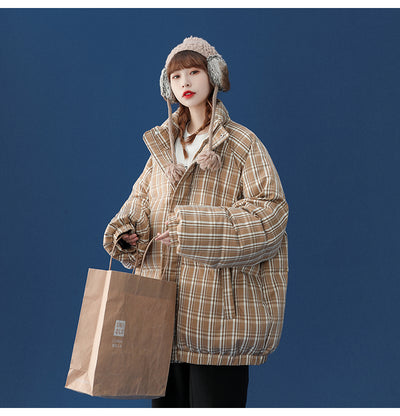 Abrigo Acolchado a Cuadros para Mujer - Chaqueta Corta Abrigadora - Image 7