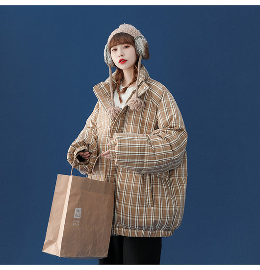 Abrigo Acolchado a Cuadros para Mujer - Chaqueta Corta Abrigadora - Image 7